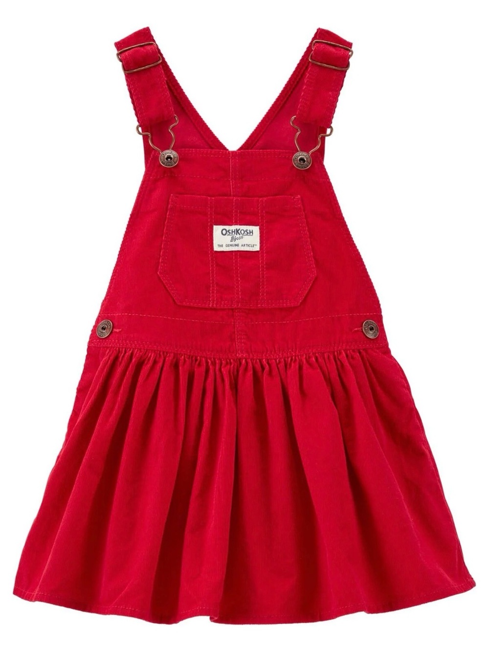 NWT OshKosh B'gosh Red Corduroy Overall Jumper Dress 24M